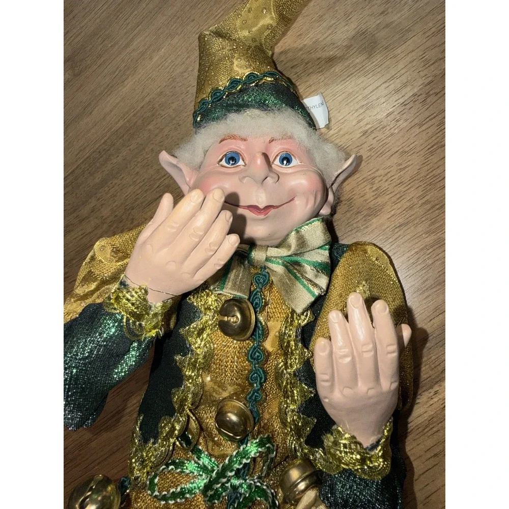 Robert Stanley Posable Elf Pixie Green Gold Bendable Legs Arms Jingle Bells READ - Picture 16 of 16